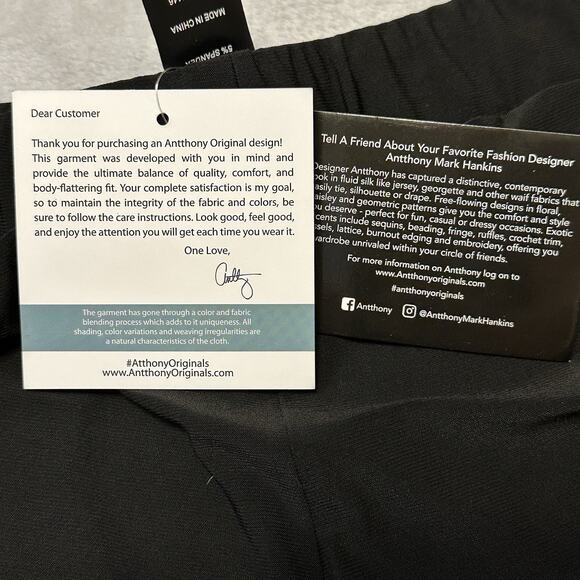 Antthony Original Pull-On Black Pants Women's Large Stretch Knit Wide-Leg NEW - Picture 4 of 12